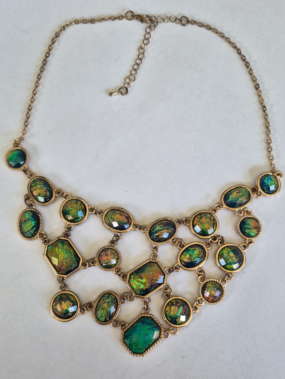 Statement Green & Gold Necklace Like New